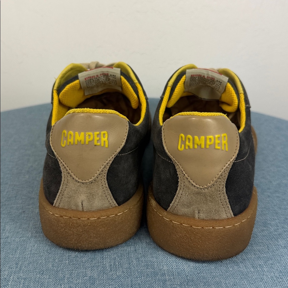 Camper Two-Tone Suede Sneakers in Charcoal, Beige and Brown - Picture 4 of 9